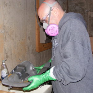 Swirling muriatic acid solution in the tank